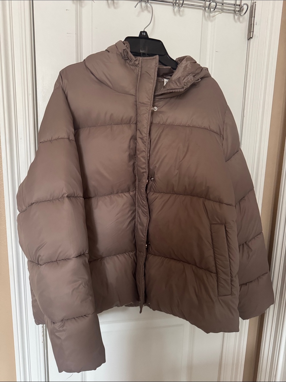 Pink by Victoria secret Taupe Puffer Jacket with Hood